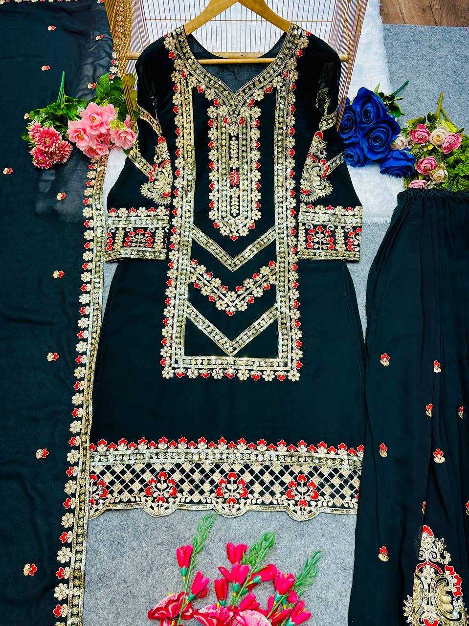Ynf Faux Georgette KESH523 273 Suits & Dresses Wedding Collections Festive Collections Wholesale Georgette Suit Designer Suits Embroidered Suits Manufacturer