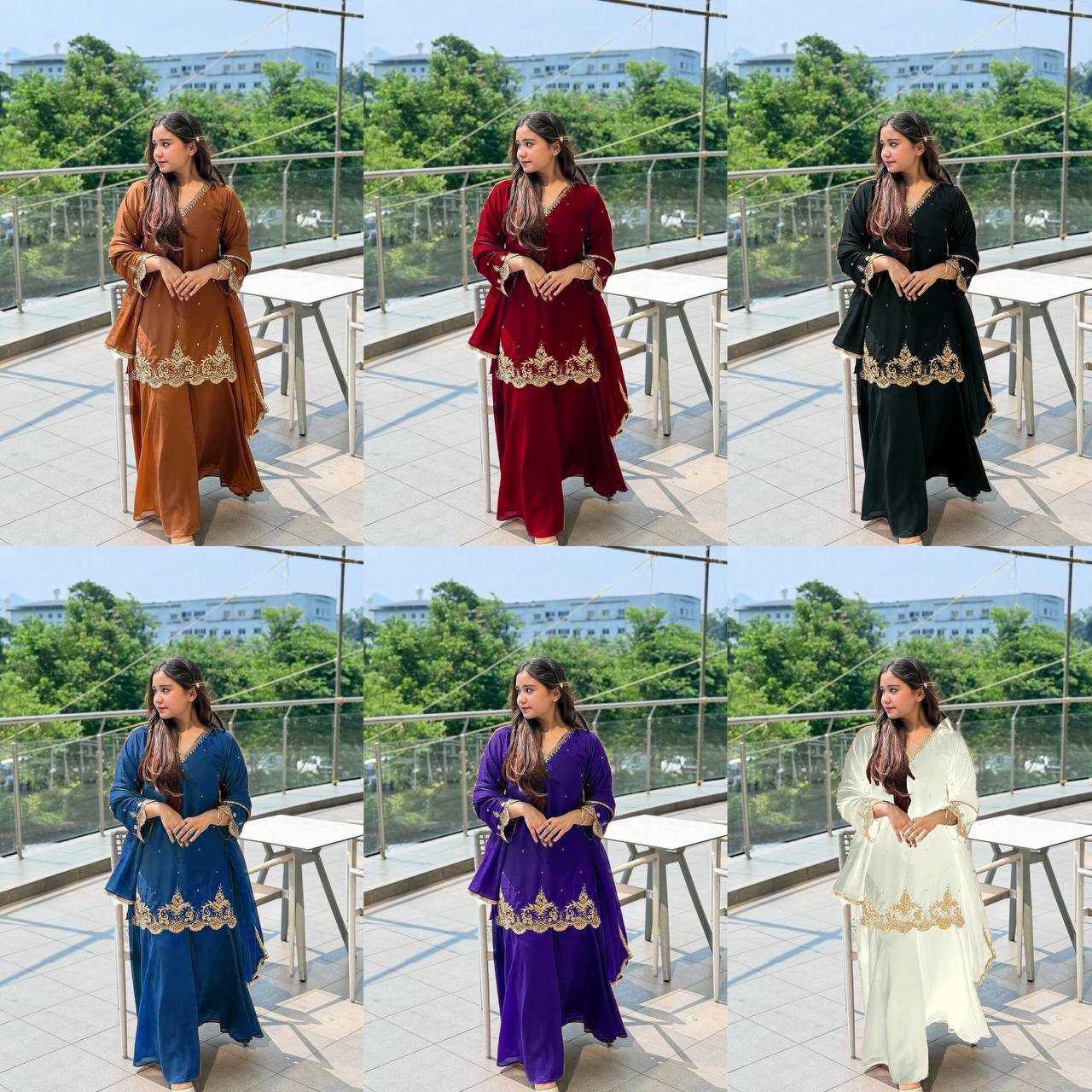 Ynf Faux Georgette KESH523 274 Suits & Dresses Wedding Collections Festive Collections Wholesale Embroidery Suits Georgette Suit Wedding Outfits Manufacturer