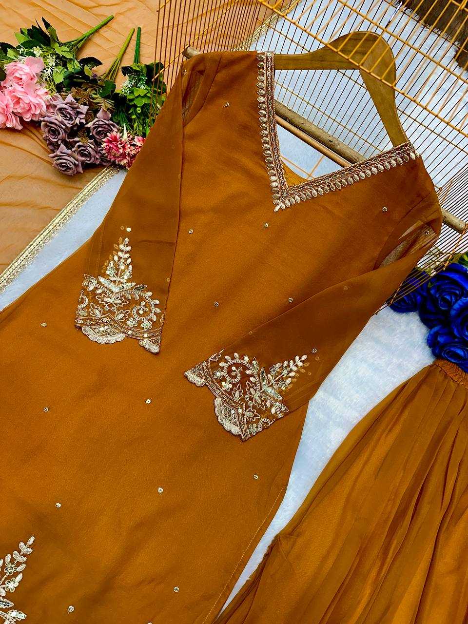Ynf Faux Georgette KESH523 274 Suits & Dresses Wedding Collections Festive Collections Wholesale Embroidery Suits Georgette Suit Wedding Outfits Manufacturer