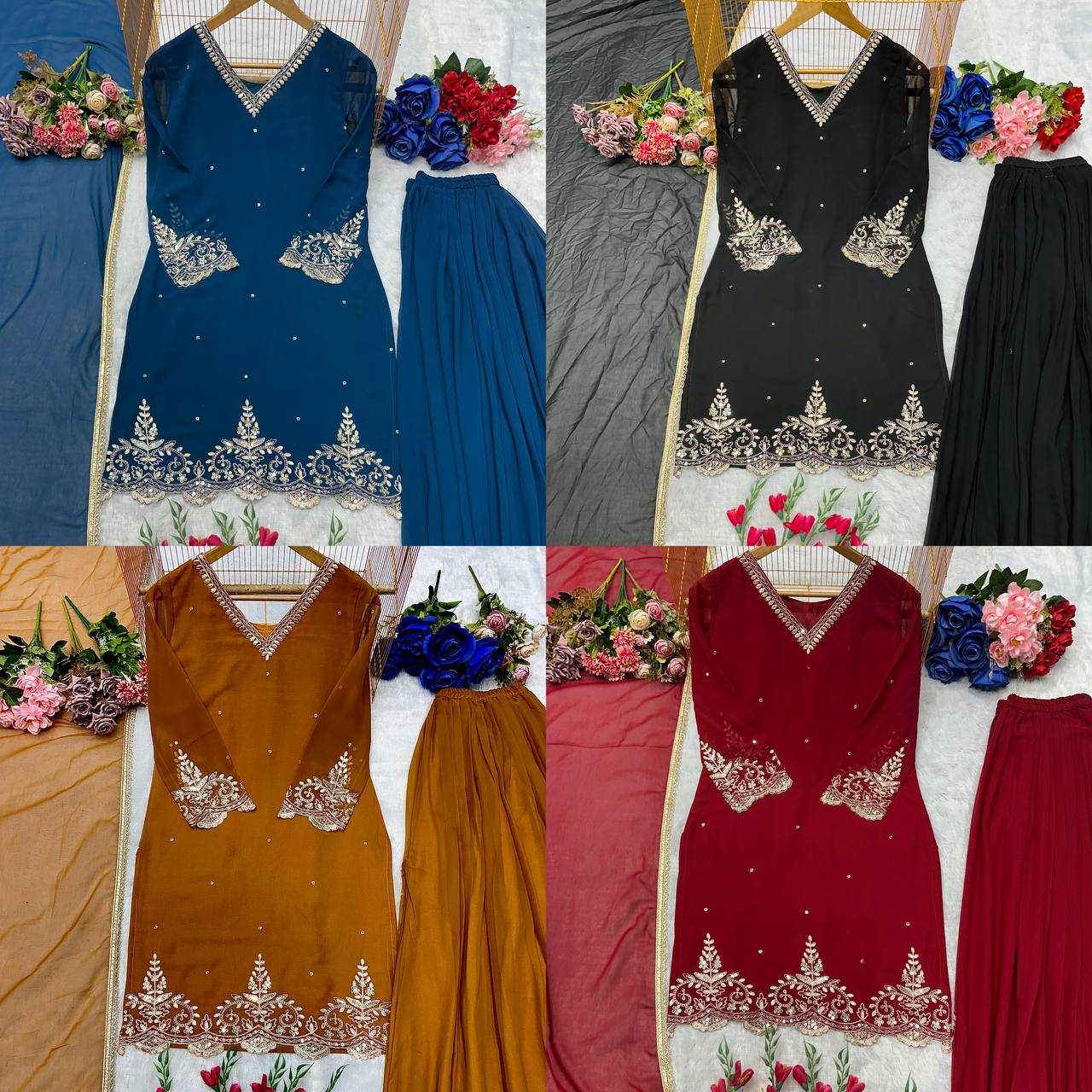 Ynf Faux Georgette KESH523 274 Suits & Dresses Wedding Collections Festive Collections Wholesale Embroidery Suits Georgette Suit Wedding Outfits Manufacturer