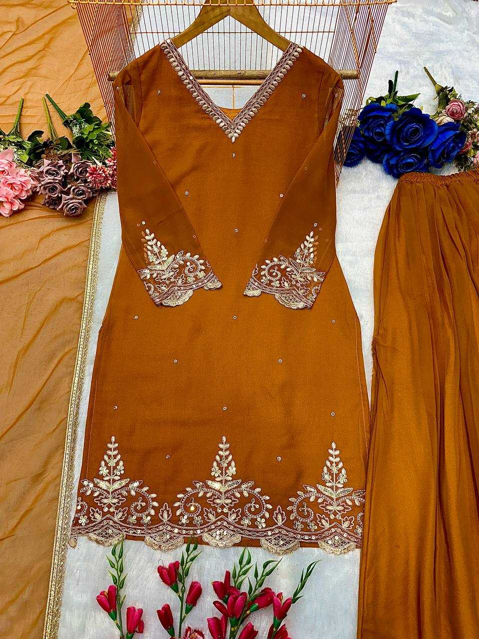 Ynf Faux Georgette KESH523 274 Suits & Dresses Wedding Collections Festive Collections Wholesale Embroidery Suits Georgette Suit Wedding Outfits Manufacturer