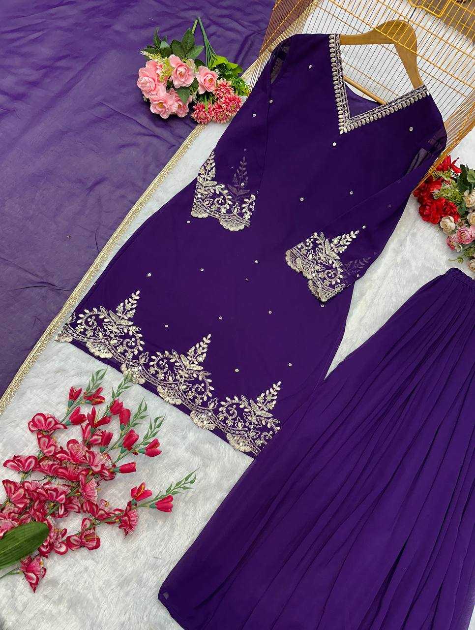 Ynf Faux Georgette KESH523 274 Suits & Dresses Wedding Collections Festive Collections Wholesale Embroidery Suits Georgette Suit Wedding Outfits Manufacturer