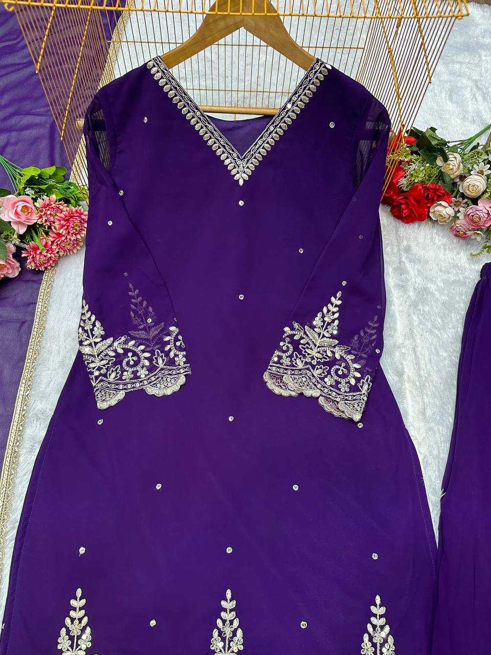 Ynf Faux Georgette KESH523 274 Suits & Dresses Wedding Collections Festive Collections Wholesale Embroidery Suits Georgette Suit Wedding Outfits Manufacturer