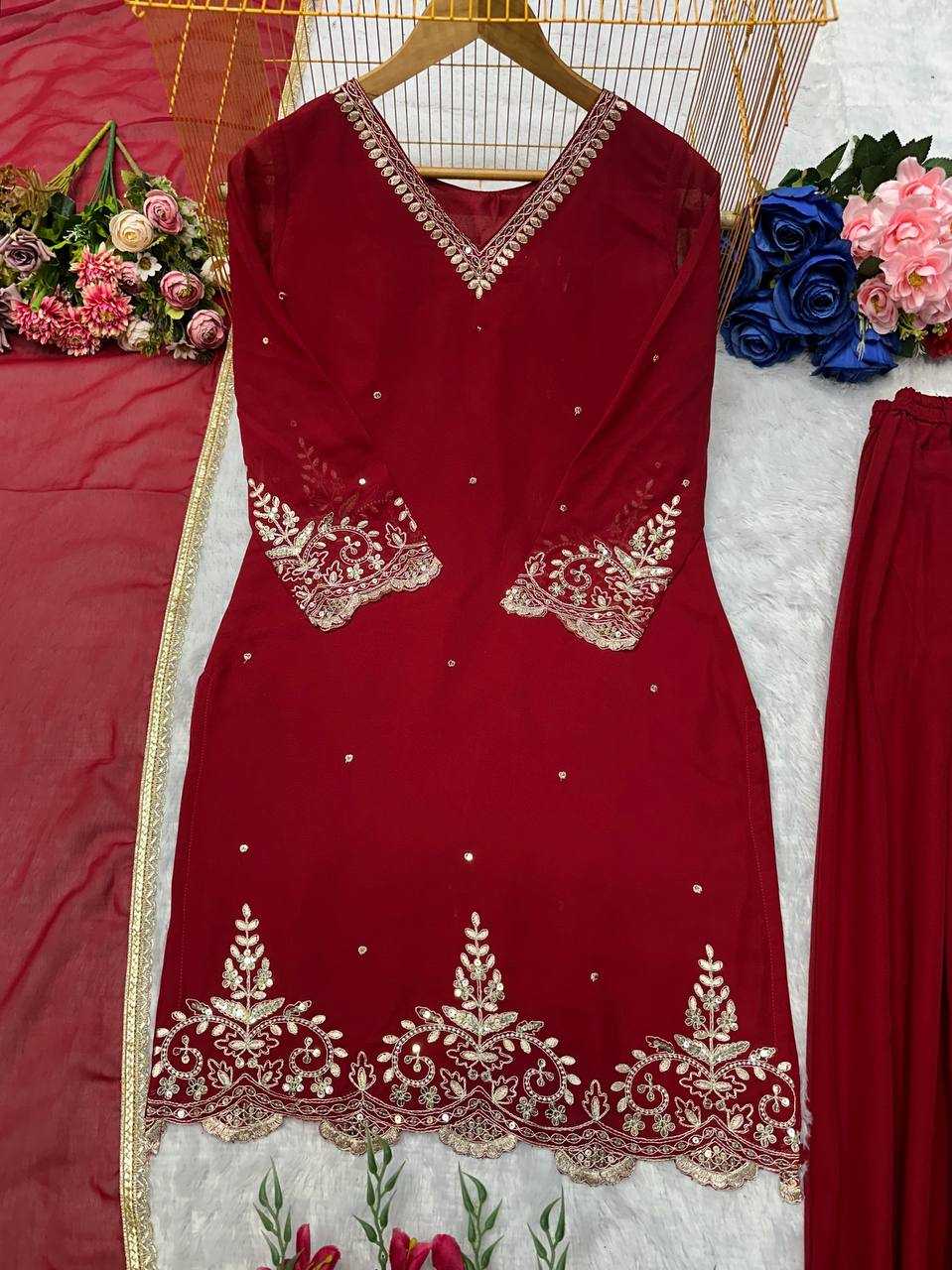 Ynf Faux Georgette KESH523 274 Suits & Dresses Wedding Collections Festive Collections Wholesale Embroidery Suits Georgette Suit Wedding Outfits Manufacturer
