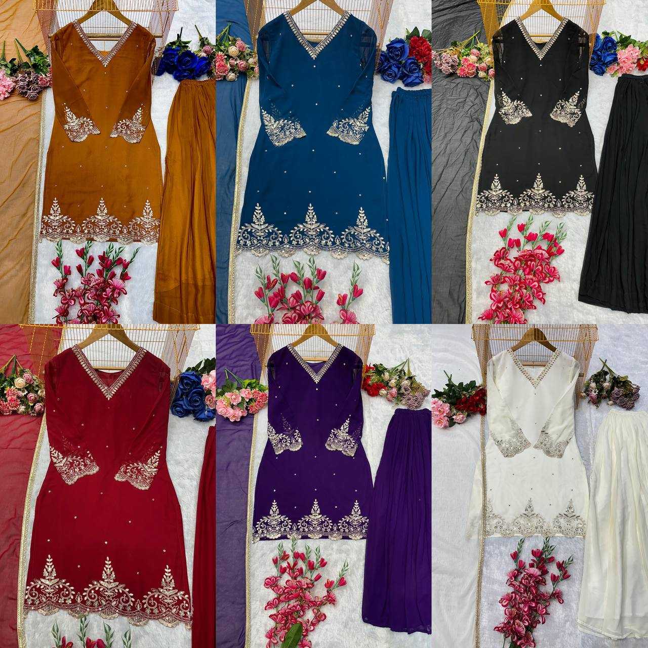 Ynf Faux Georgette KESH523 274 Suits & Dresses Wedding Collections Festive Collections Wholesale Embroidery Suits Georgette Suit Wedding Outfits Manufacturer