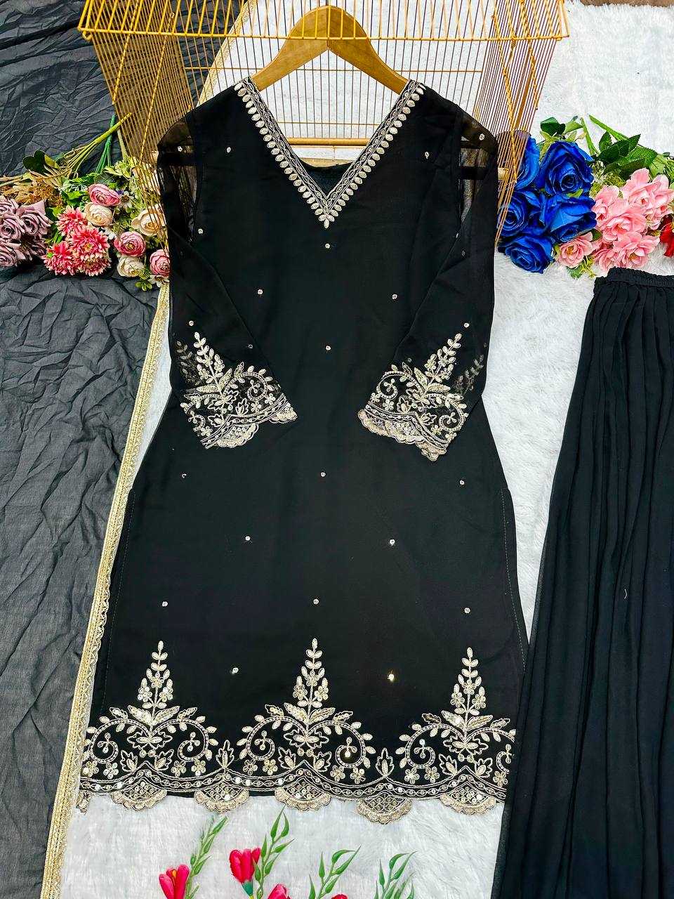 Ynf Faux Georgette KESH523 274 Suits & Dresses Wedding Collections Festive Collections Wholesale Embroidery Suits Georgette Suit Wedding Outfits Manufacturer