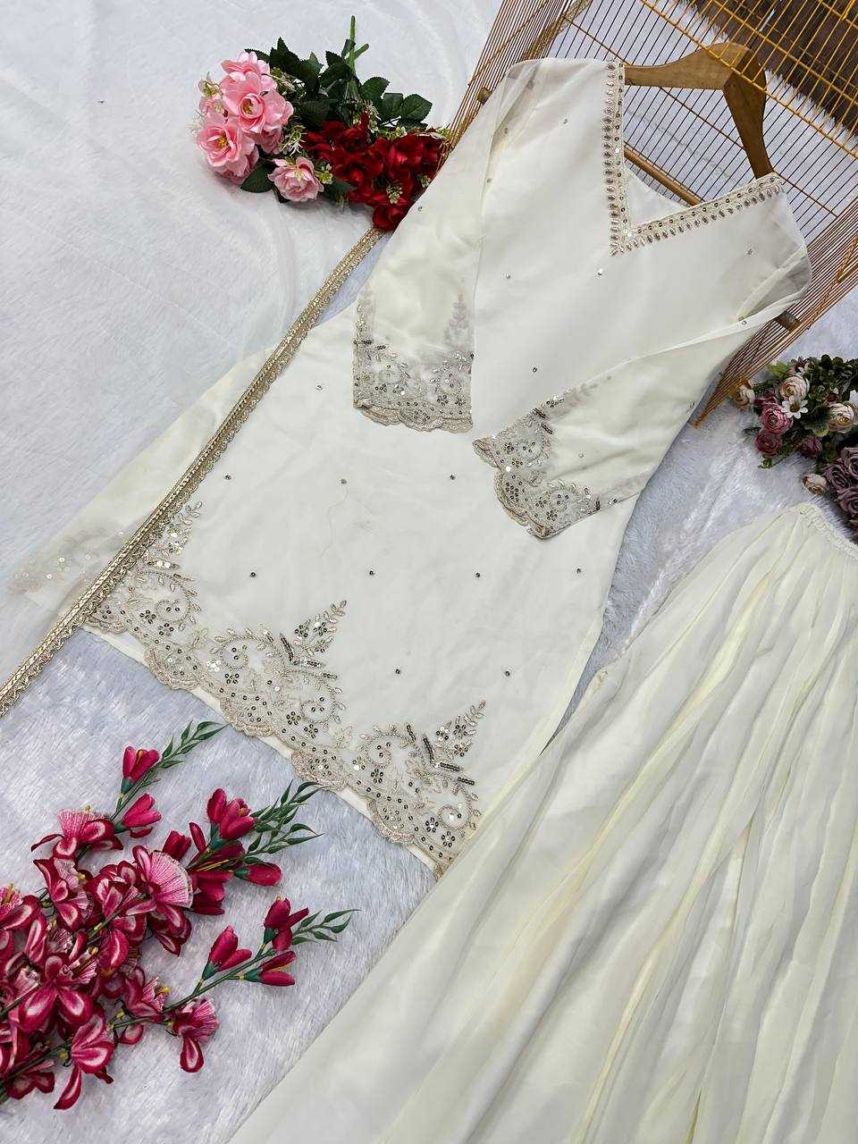 Ynf Faux Georgette KESH523 274 Suits & Dresses Wedding Collections Festive Collections Wholesale Embroidery Suits Georgette Suit Wedding Outfits Manufacturer