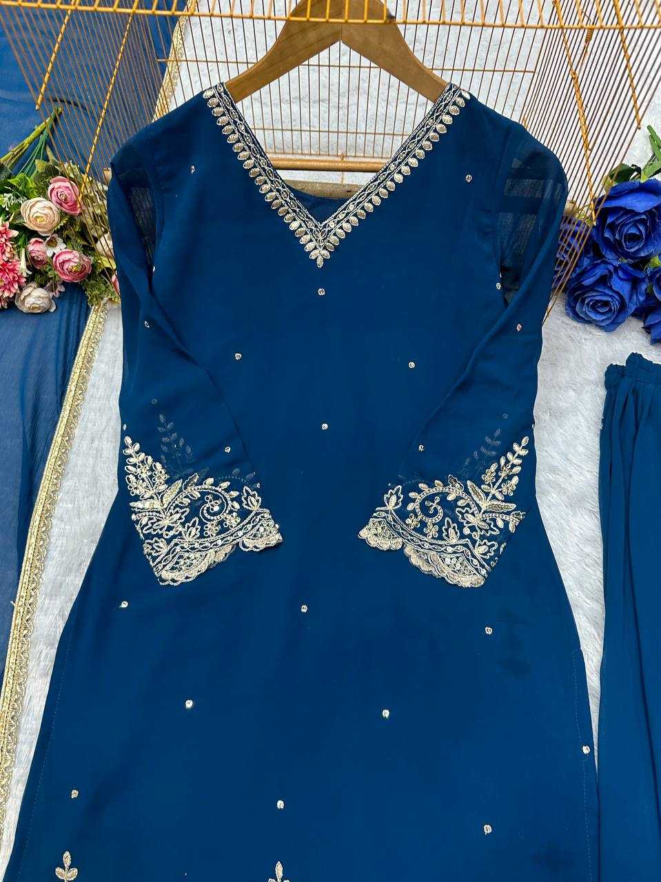 Ynf Faux Georgette KESH523 274 Suits & Dresses Wedding Collections Festive Collections Wholesale Embroidery Suits Georgette Suit Wedding Outfits Manufacturer