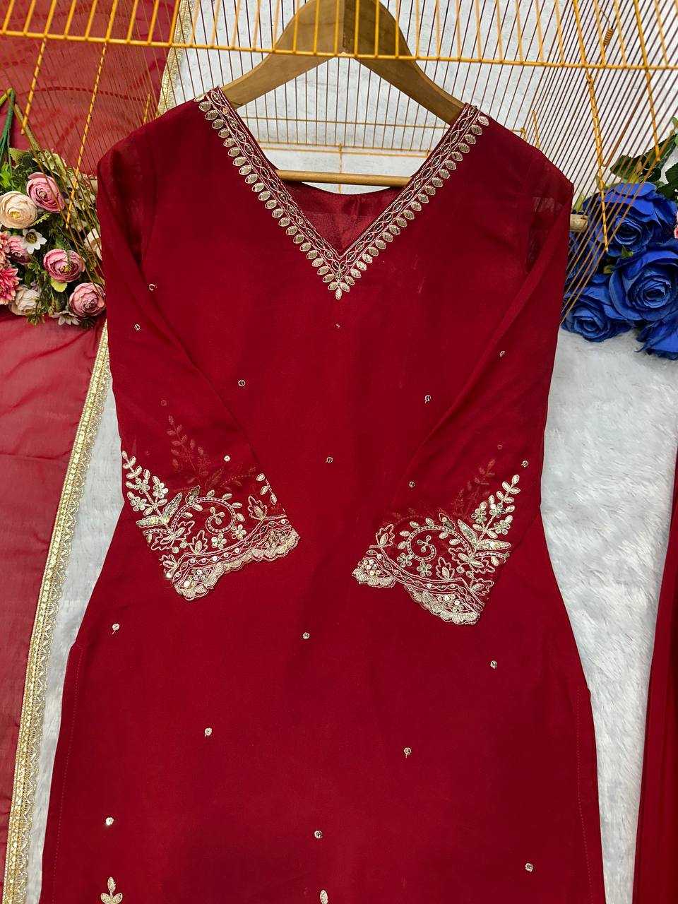 Ynf Faux Georgette KESH523 274 Suits & Dresses Wedding Collections Festive Collections Wholesale Embroidery Suits Georgette Suit Wedding Outfits Manufacturer