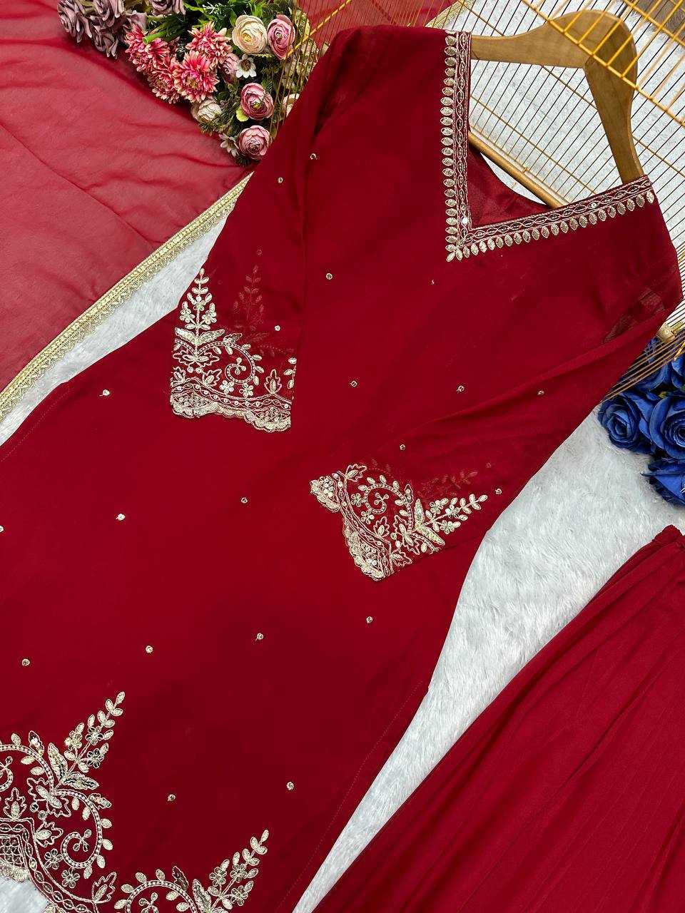 Ynf Faux Georgette KESH523 274 Suits & Dresses Wedding Collections Festive Collections Wholesale Embroidery Suits Georgette Suit Wedding Outfits Manufacturer