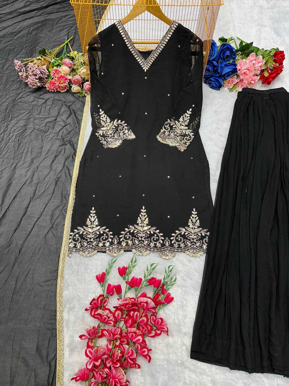 Ynf Faux Georgette KESH523 274 Suits & Dresses Wedding Collections Festive Collections Wholesale Embroidery Suits Georgette Suit Wedding Outfits Manufacturer
