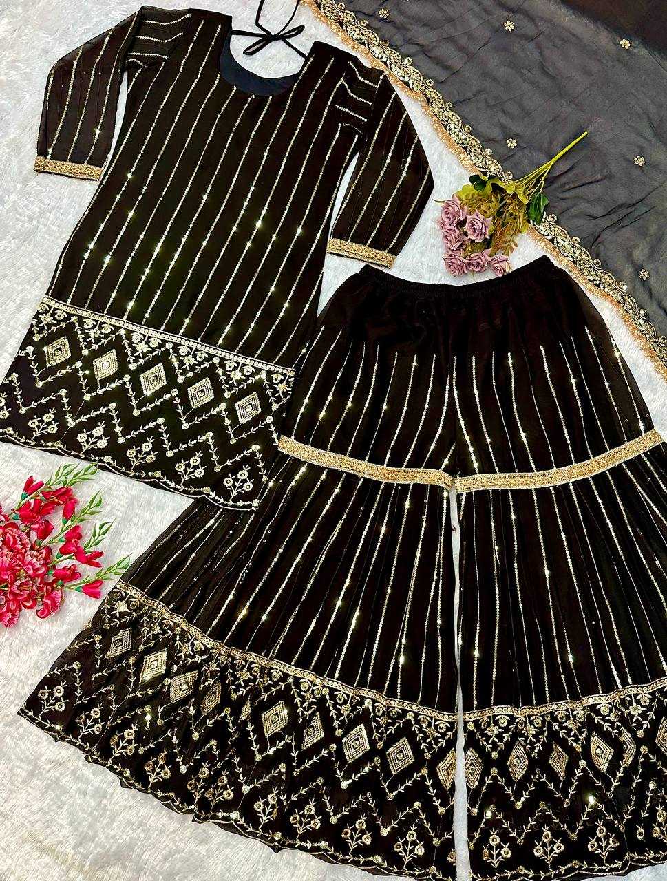 Ynf Faux Georgette KESH523 277 Suits & Dresses Wedding Collections Festive Collections Wholesale Sharara Salwar Suits Georgette Suit Haldi Outfits Manufacturer