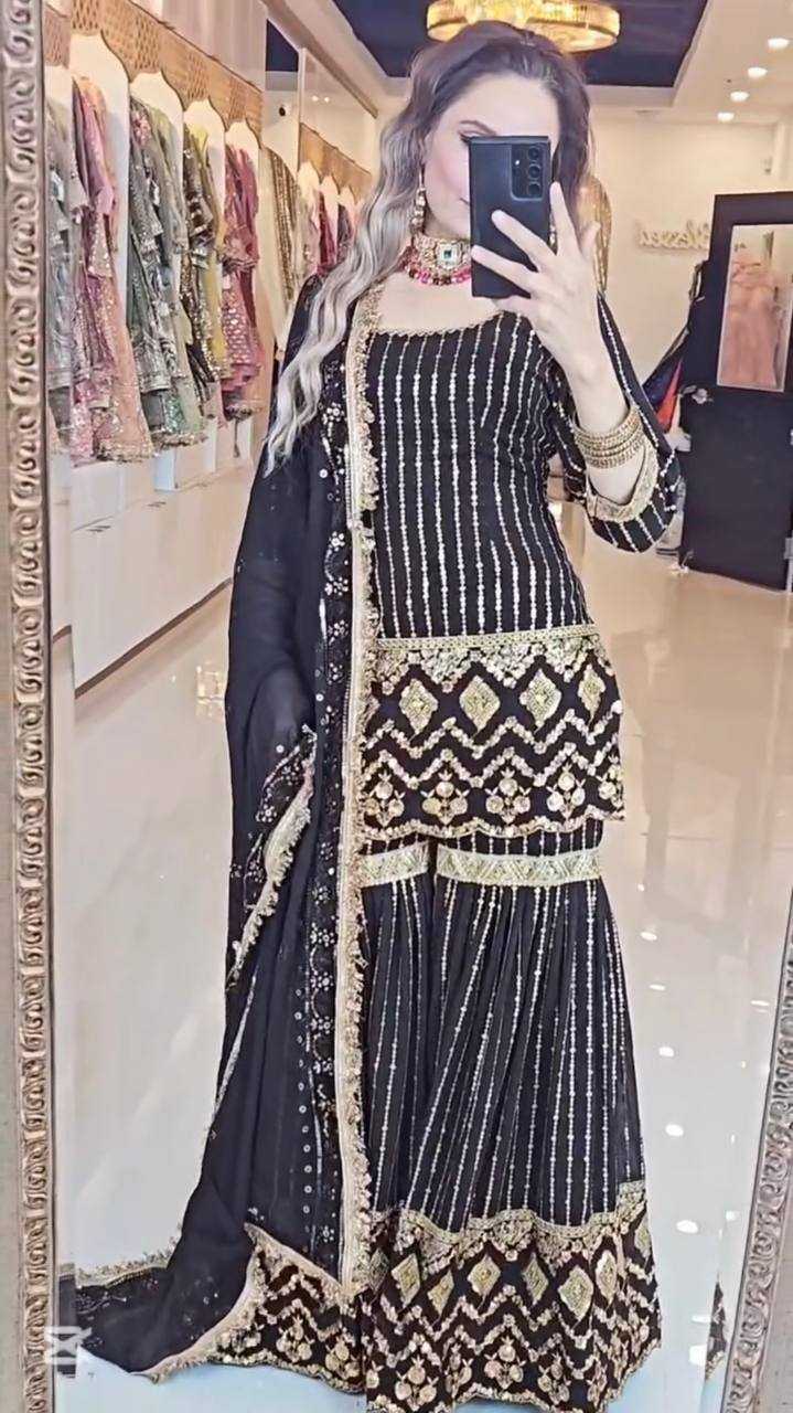 Ynf Faux Georgette KESH523 277 Suits & Dresses Wedding Collections Festive Collections Wholesale Sharara Salwar Suits Georgette Suit Haldi Outfits Manufacturer