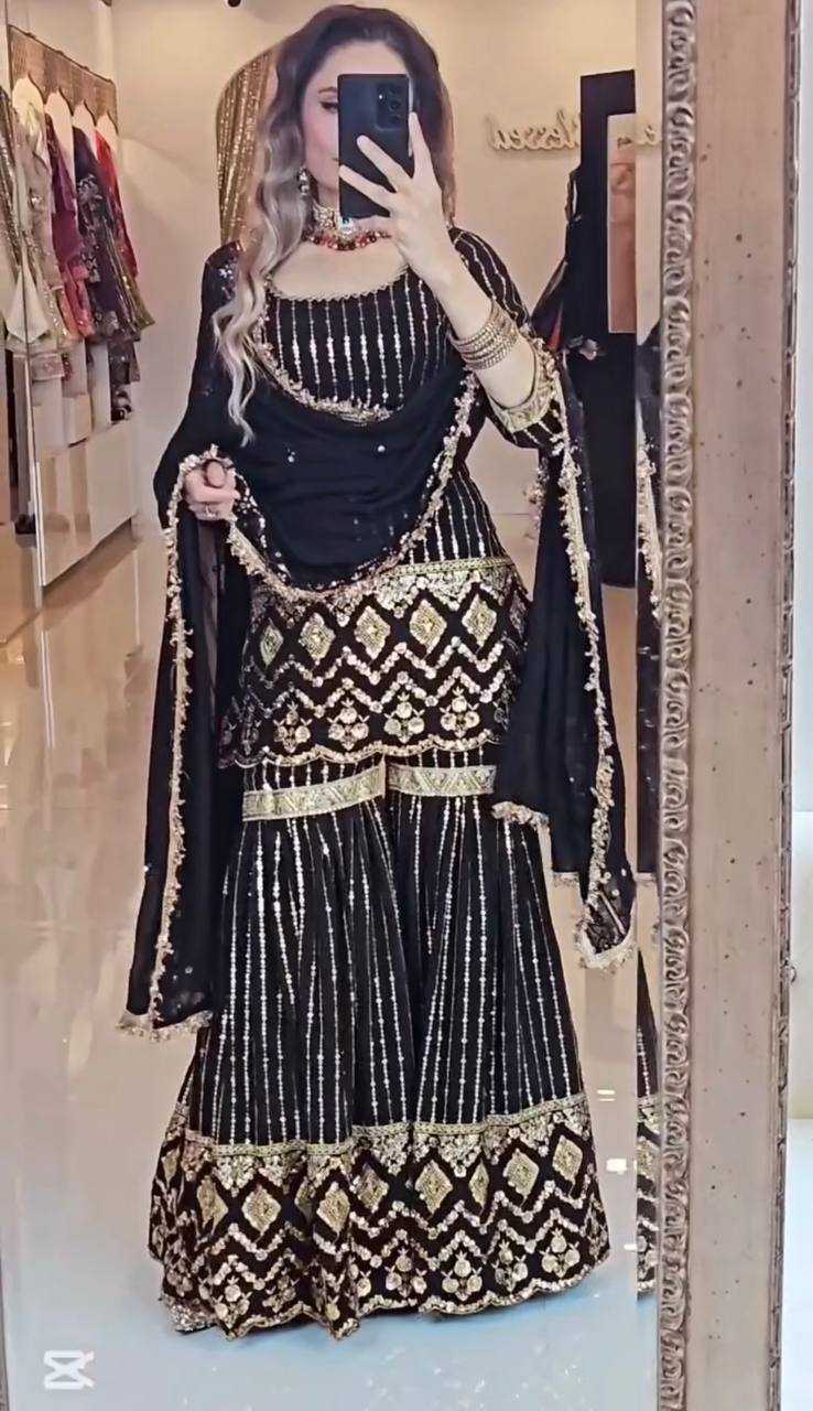 Ynf Faux Georgette KESH523 277 Suits & Dresses Wedding Collections Festive Collections Wholesale Sharara Salwar Suits Georgette Suit Haldi Outfits Manufacturer