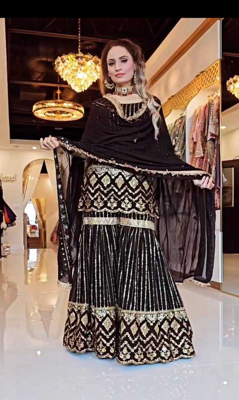Ynf Faux Georgette KESH523 277 Suits & Dresses Wedding Collections Festive Collections Wholesale Sharara Salwar Suits Georgette Suit Haldi Outfits Manufacturer