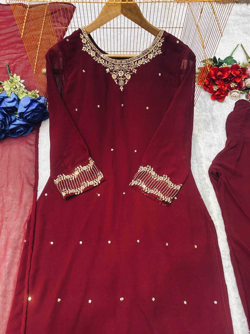 Ynf Faux Georgette KESH523 278 Suits & Dresses Wedding Collections Festive Collections Wholesale Georgette Suit Embroidered Suits Wedding Outfits Manufacturer