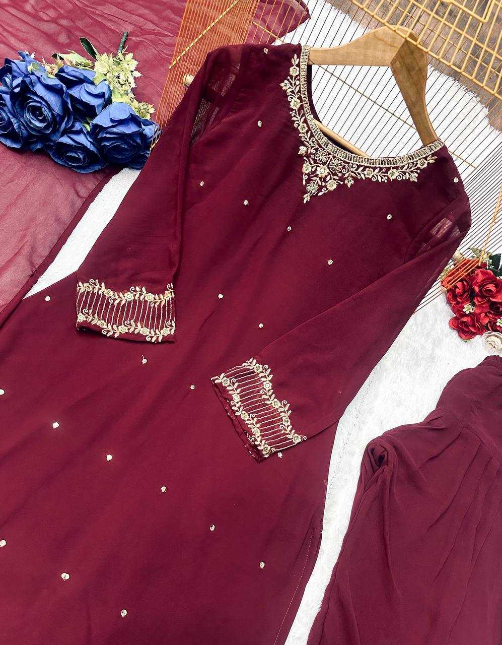 Ynf Faux Georgette KESH523 278 Suits & Dresses Wedding Collections Festive Collections Wholesale Georgette Suit Embroidered Suits Wedding Outfits Manufacturer
