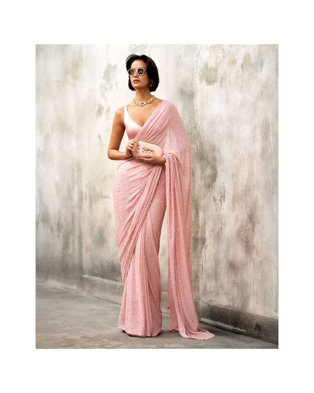 Ynf Faux Georgette KESH524 3449 Sarees Wedding Collections Festive Collections Wholesale Georgette Sarees Sequence Sarees Embroidered Sarees Manufacturer