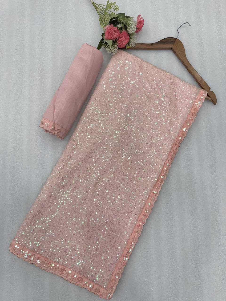 Ynf Faux Georgette KESH524 3449 Sarees Wedding Collections Festive Collections Wholesale Georgette Sarees Sequence Sarees Embroidered Sarees Manufacturer