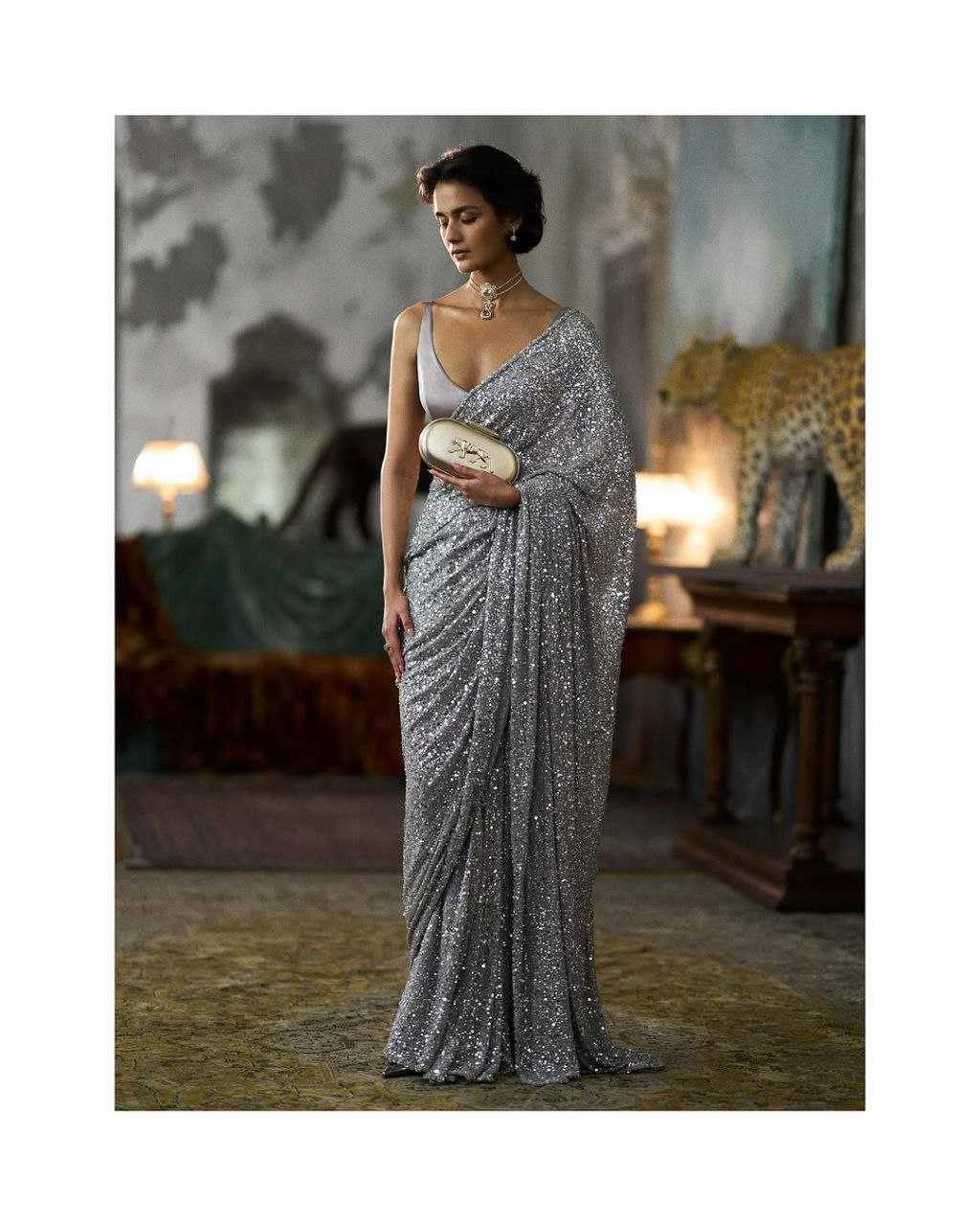 Ynf Faux Georgette KESH524 3449 Sarees Wedding Collections Festive Collections Wholesale Georgette Sarees Sequence Sarees Embroidered Sarees Manufacturer