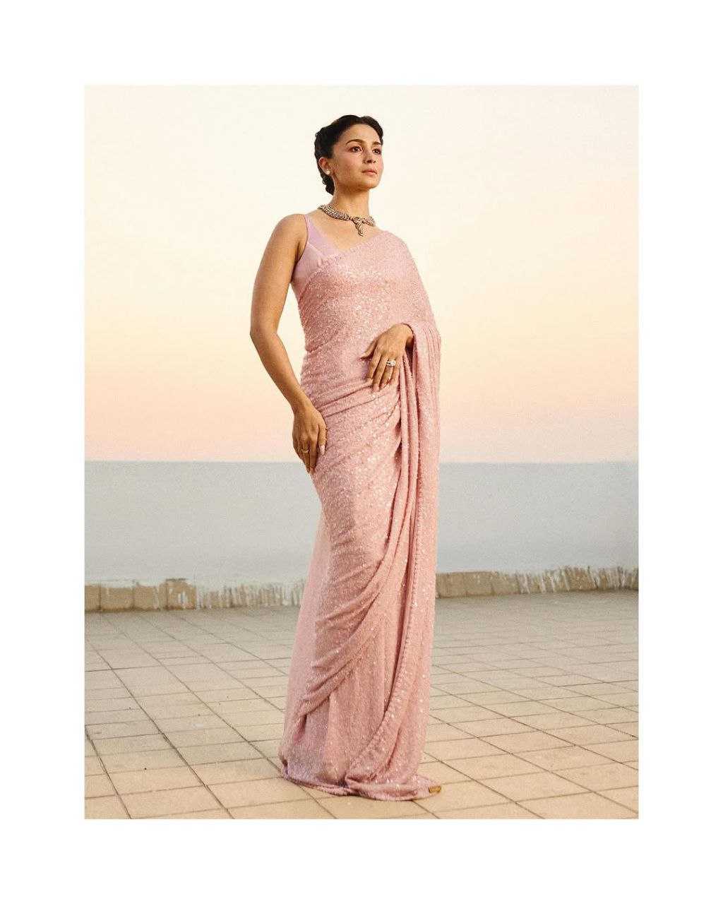 Ynf Faux Georgette KESH524 3449 Sarees Bollywood Collections Wholesale Georgette Sarees Embroidered Sarees Alia Bhatt Sarees Manufacturer
