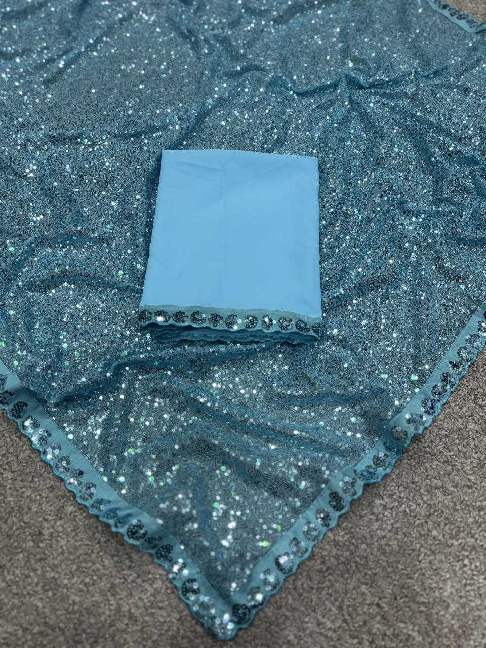 Ynf Faux Georgette KESH524 3449 Sarees Bollywood Collections Wholesale Georgette Sarees Embroidered Sarees Alia Bhatt Sarees Manufacturer