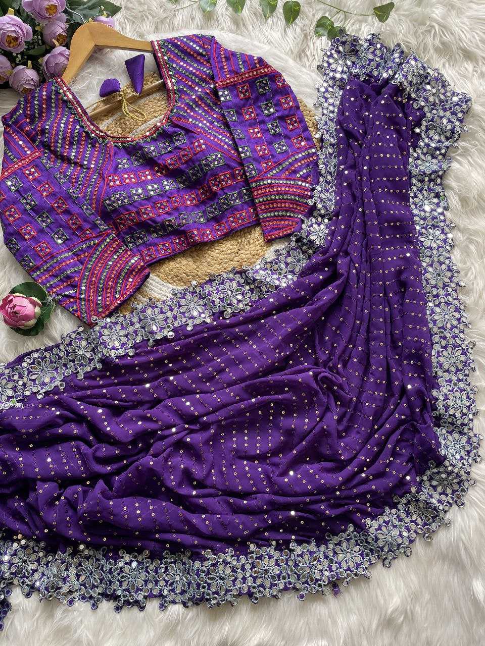 Ynf Faux Georgette KESH524 3453 Sarees Wholesale Designer Sarees Fancy Sarees Embroidered Sarees Manufacturer