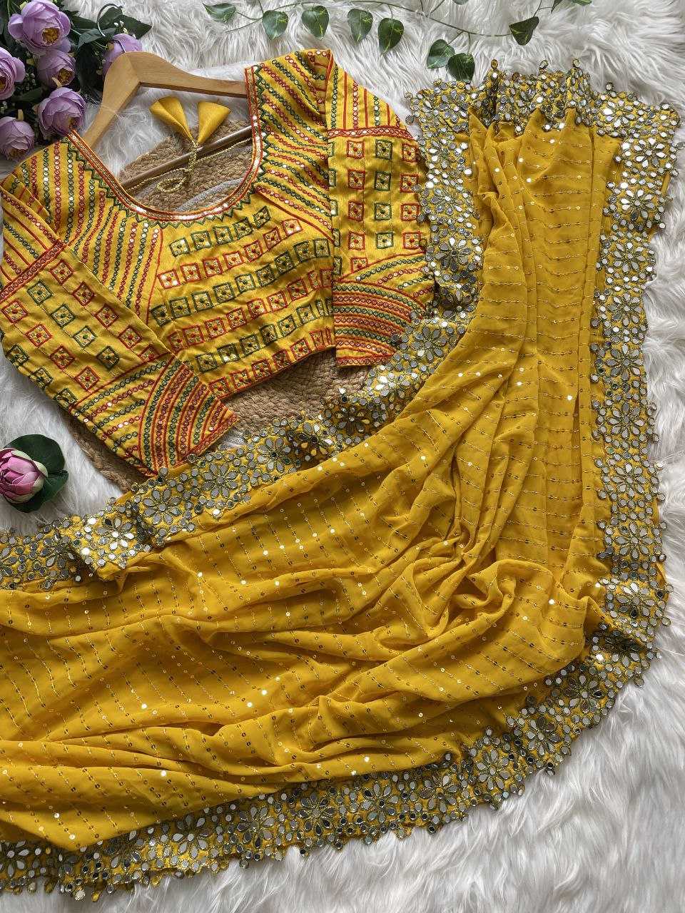 Ynf Faux Georgette KESH524 3453 Sarees Wholesale Designer Sarees Fancy Sarees Embroidered Sarees Manufacturer
