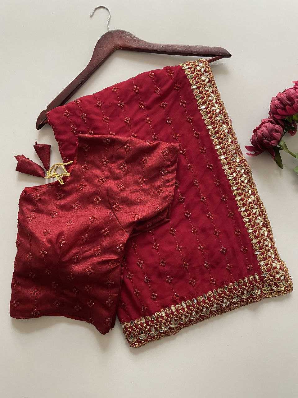 Ynf Faux Georgette KESH524 3465 Sarees Wholesale Embroidered Sarees Zari Border Sarees Manufacturer