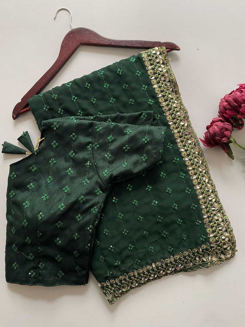 Ynf Faux Georgette KESH524 3465 Sarees Wholesale Embroidered Sarees Zari Border Sarees Manufacturer
