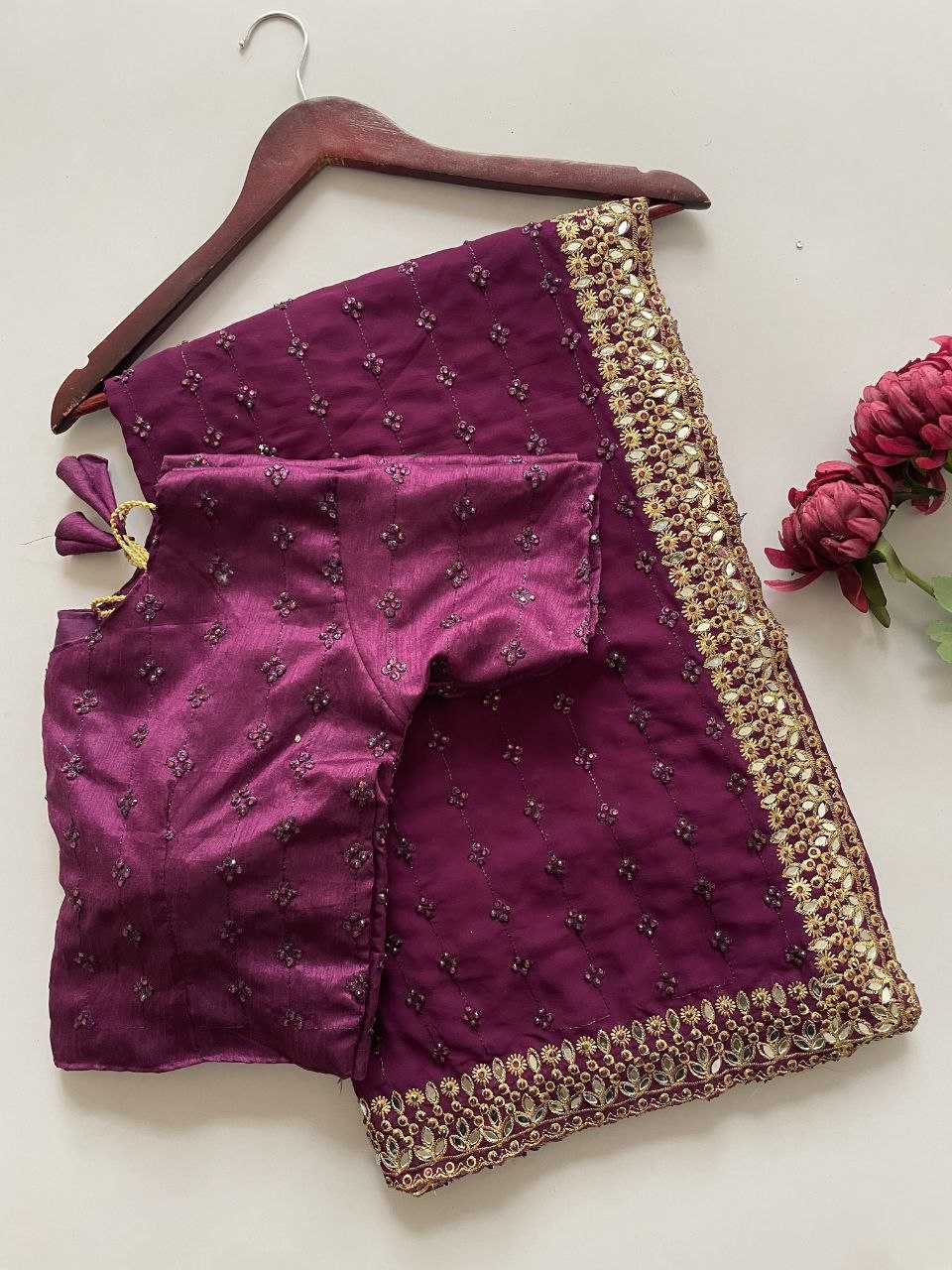 Ynf Faux Georgette KESH524 3465 Sarees Wholesale Embroidered Sarees Zari Border Sarees Manufacturer