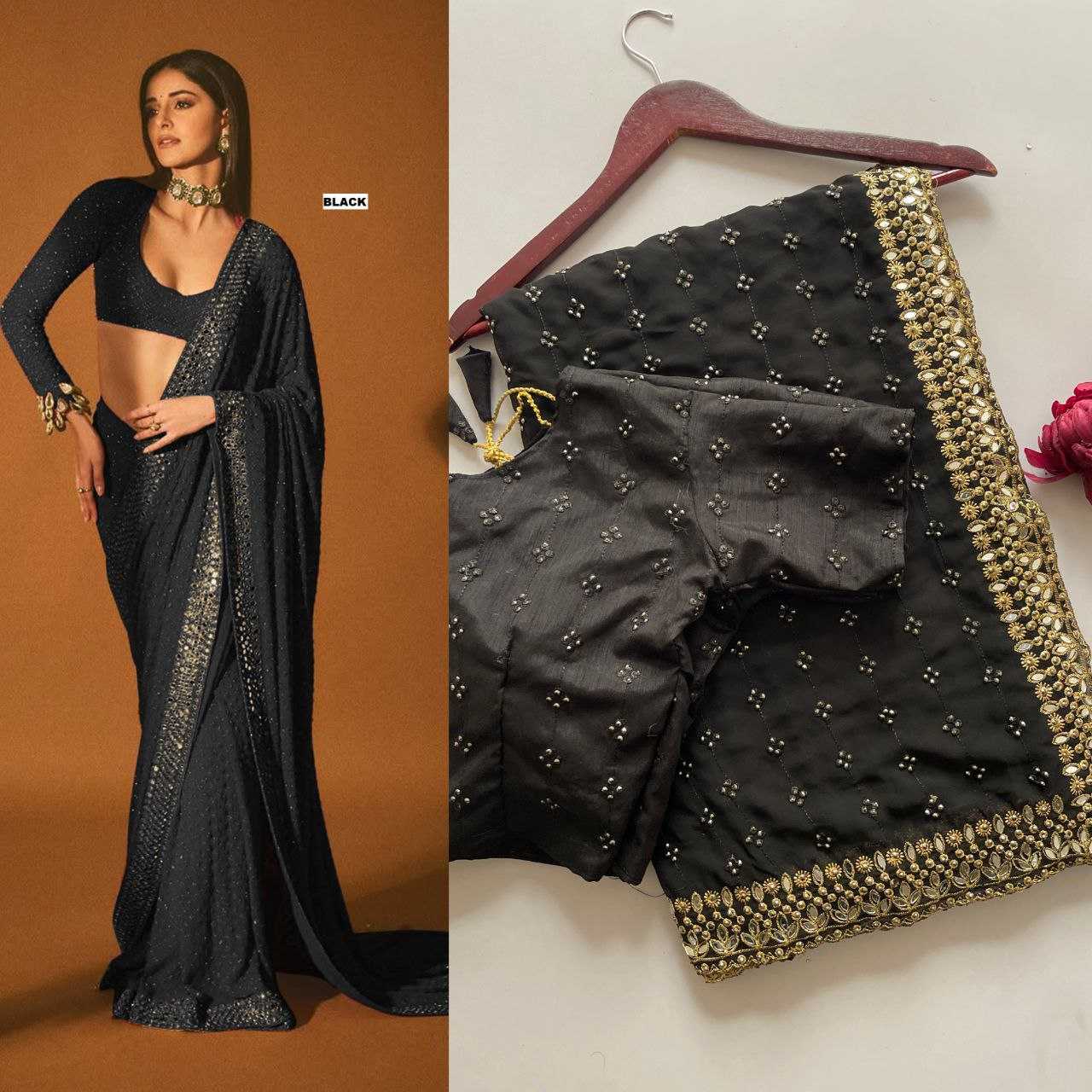 Ynf Faux Georgette KESH524 3465 Sarees Wholesale Embroidered Sarees Zari Border Sarees Manufacturer