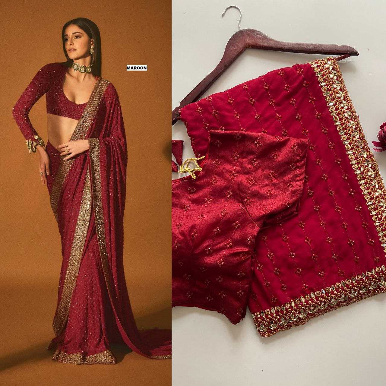 Ynf Faux Georgette KESH524 3465 Sarees Wholesale Embroidered Sarees Zari Border Sarees Manufacturer