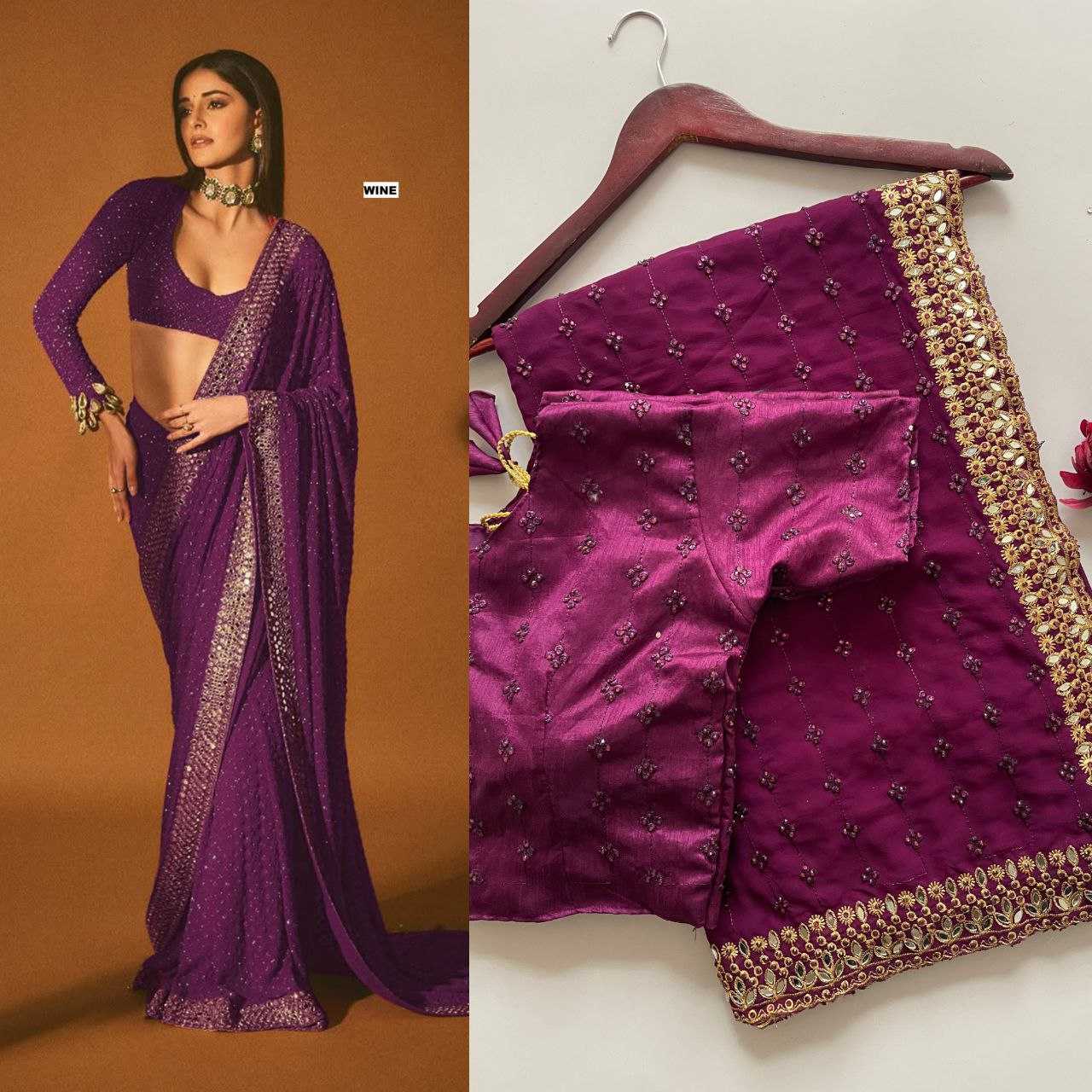 Ynf Faux Georgette KESH524 3465 Sarees Wholesale Embroidered Sarees Zari Border Sarees Manufacturer