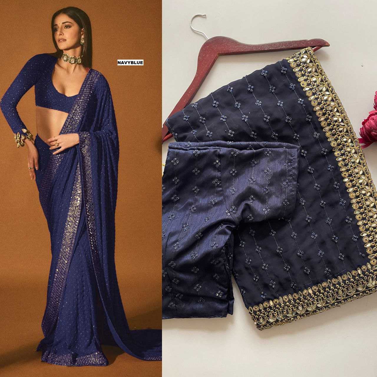 Ynf Faux Georgette KESH524 3465 Sarees Wholesale Embroidered Sarees Zari Border Sarees Manufacturer