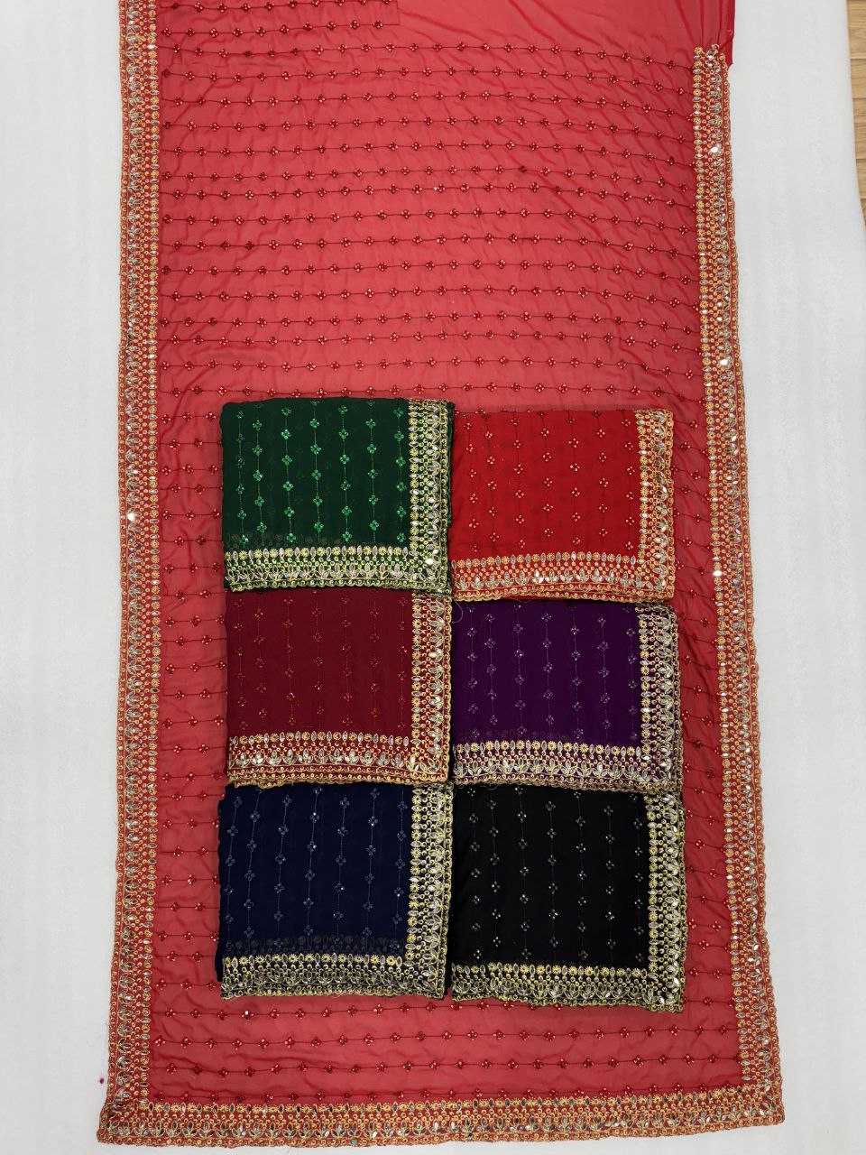 Ynf Faux Georgette KESH524 3465 Sarees Wholesale Embroidered Sarees Zari Border Sarees Manufacturer