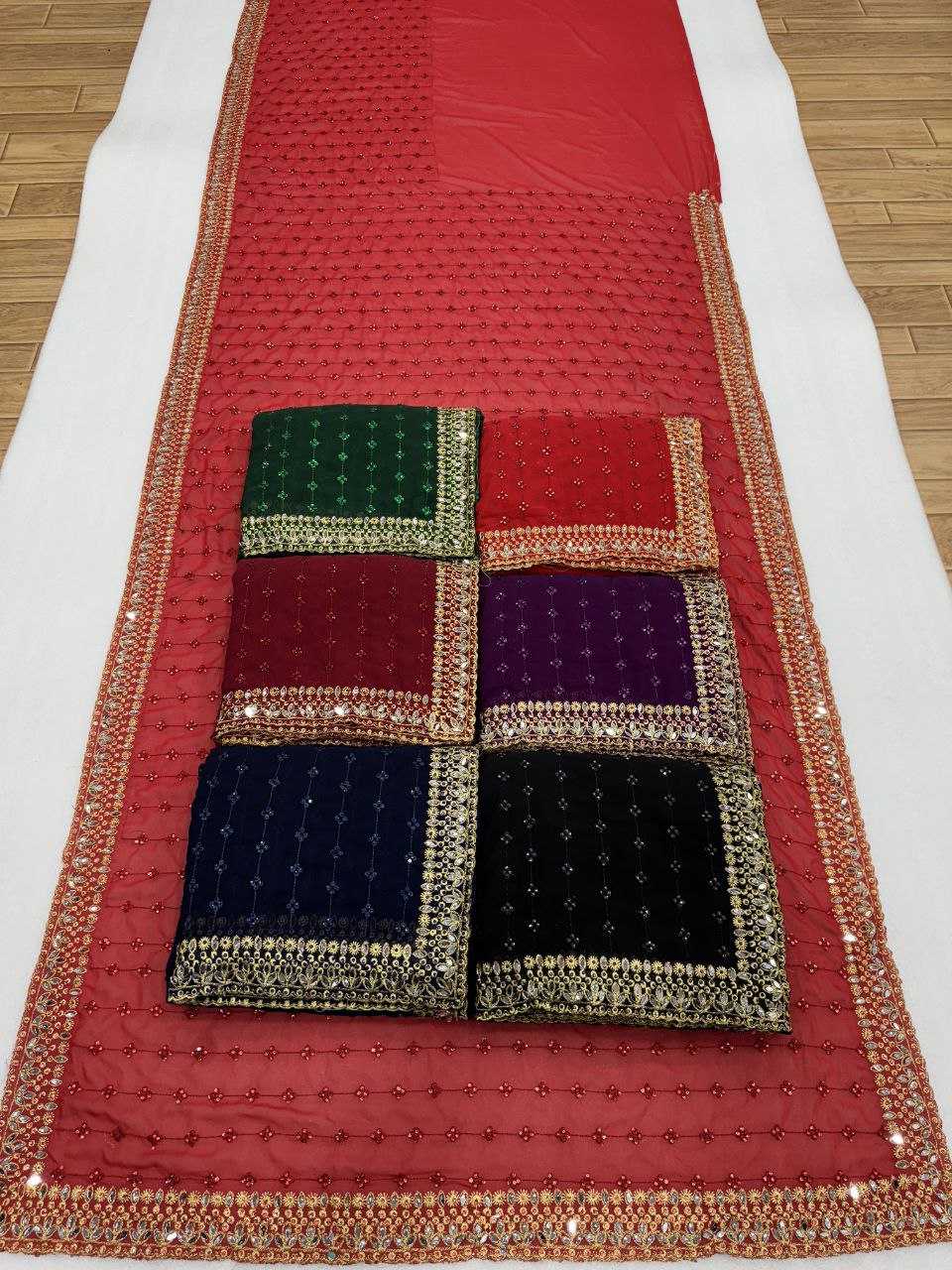 Ynf Faux Georgette KESH524 3465 Sarees Wholesale Embroidered Sarees Zari Border Sarees Manufacturer