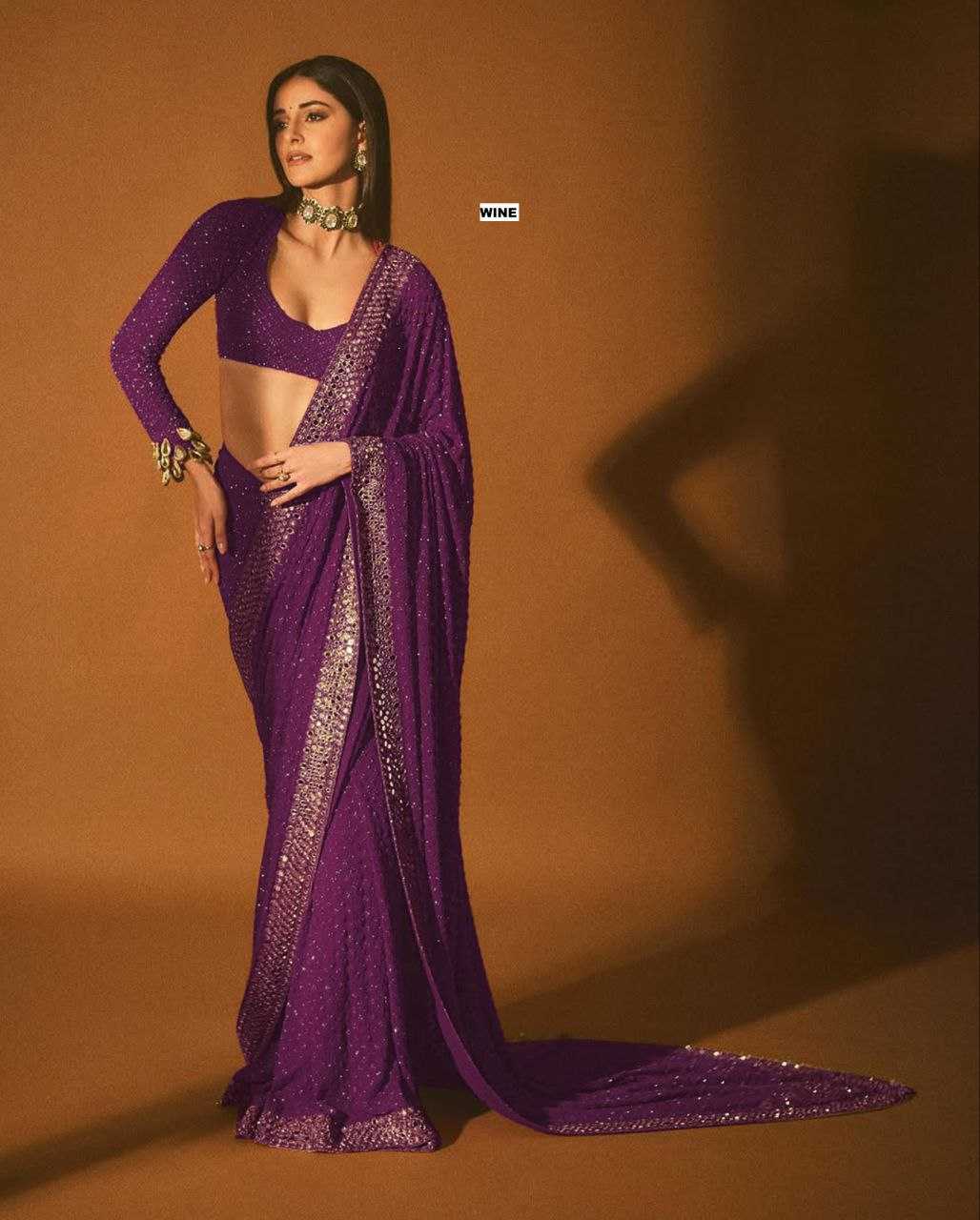 Ynf Faux Georgette KESH524 3465 Sarees Wholesale Embroidered Sarees Zari Border Sarees Manufacturer