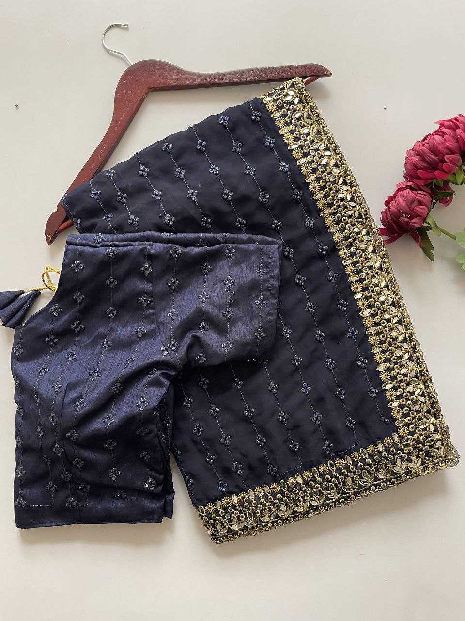 Ynf Faux Georgette KESH524 3465 Sarees Wholesale Embroidered Sarees Zari Border Sarees Manufacturer