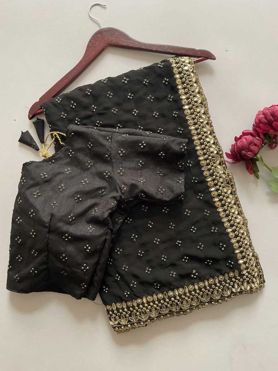 Ynf Faux Georgette KESH524 3465 Sarees Wholesale Embroidered Sarees Zari Border Sarees Manufacturer
