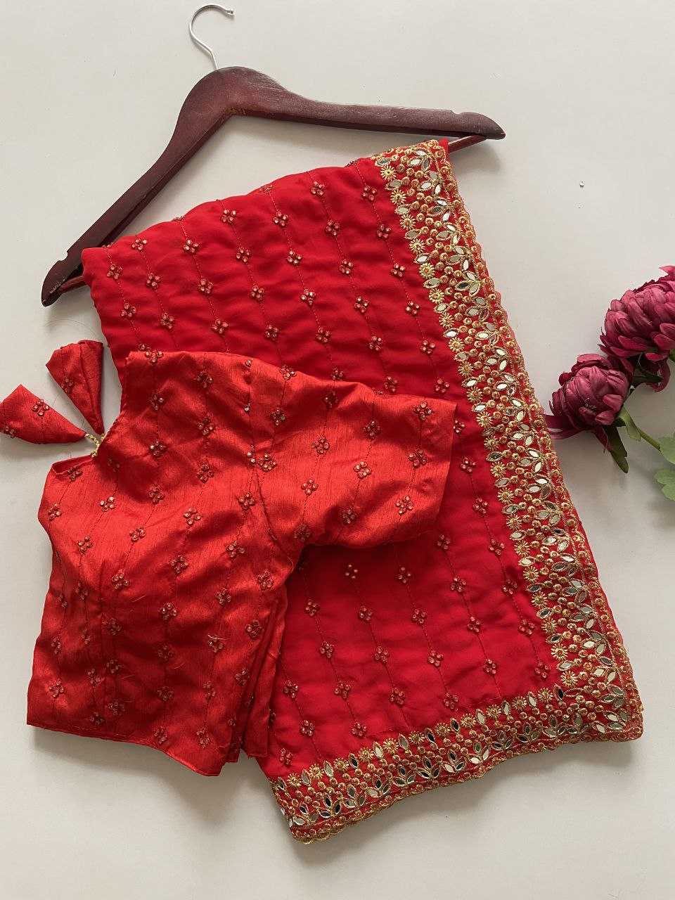 Ynf Faux Georgette KESH524 3465 Sarees Wholesale Embroidered Sarees Zari Border Sarees Manufacturer
