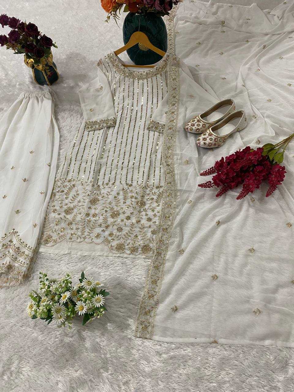 Ynf Faux Georgette KESH526 105 Suits & Dresses Wedding Collections Festive Collections Wholesale Palazzo Suit Georgette Suit Embroidered Suits Manufacturer