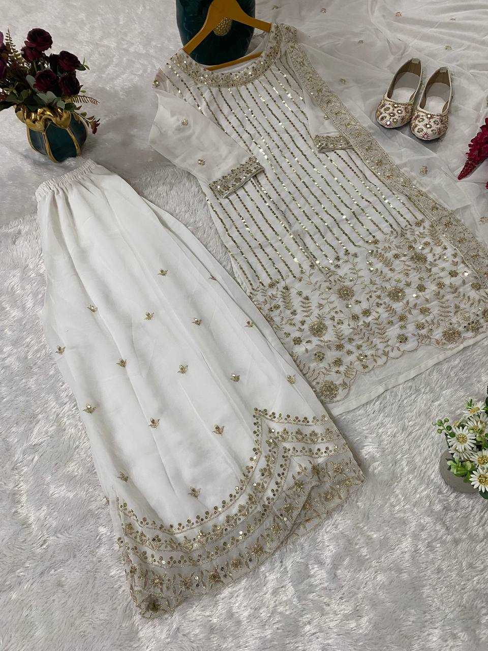 Ynf Faux Georgette KESH526 105 Suits & Dresses Wedding Collections Festive Collections Wholesale Palazzo Suit Georgette Suit Embroidered Suits Manufacturer