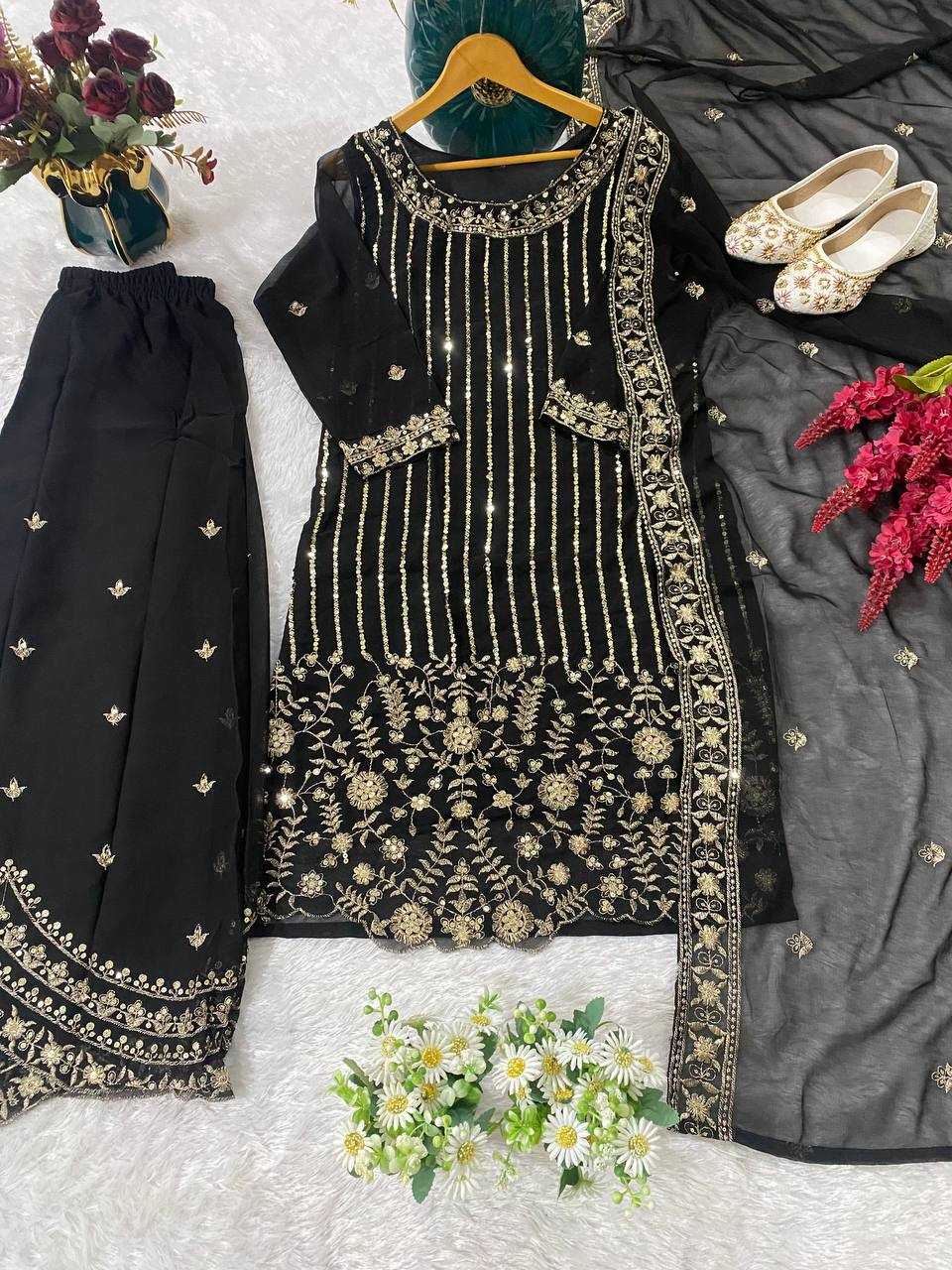 Ynf Faux Georgette KESH526 105 Suits & Dresses Wedding Collections Festive Collections Wholesale Palazzo Suit Georgette Suit Embroidered Suits Manufacturer