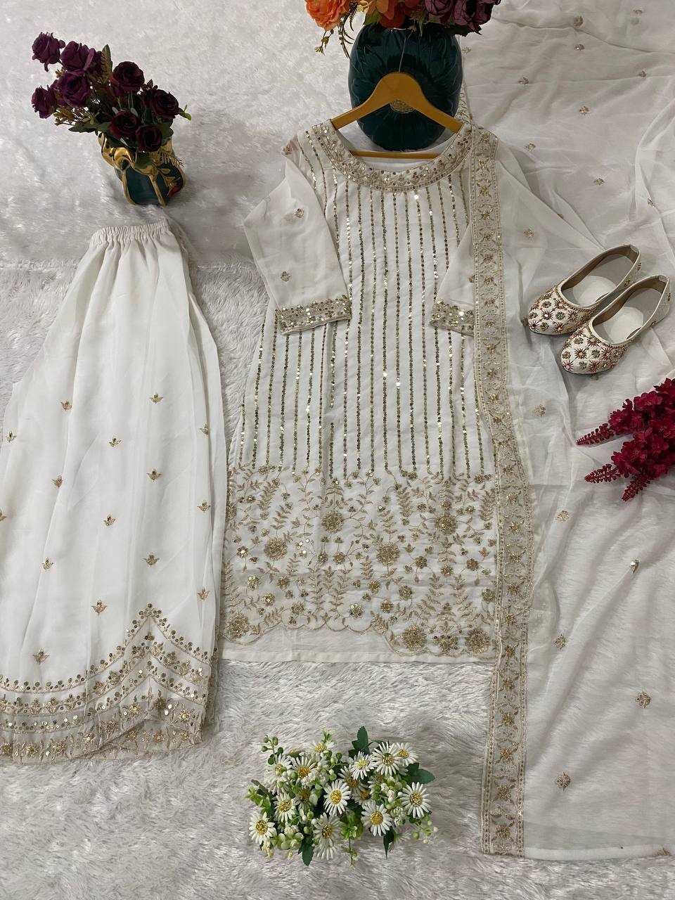Ynf Faux Georgette KESH526 105 Suits & Dresses Wedding Collections Festive Collections Wholesale Palazzo Suit Georgette Suit Embroidered Suits Manufacturer