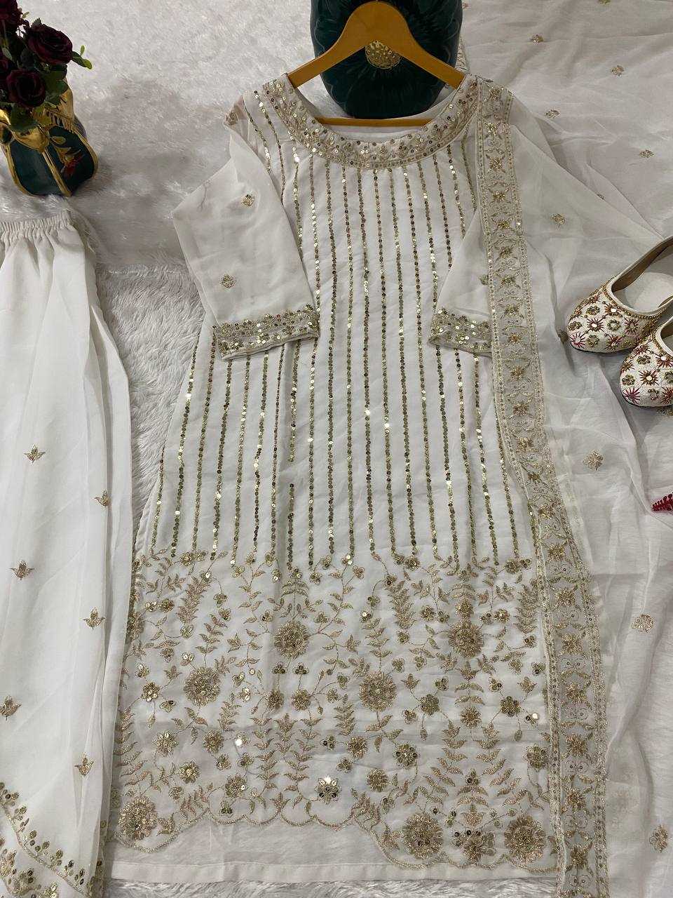 Ynf Faux Georgette KESH526 105 Suits & Dresses Wedding Collections Festive Collections Wholesale Palazzo Suit Georgette Suit Embroidered Suits Manufacturer