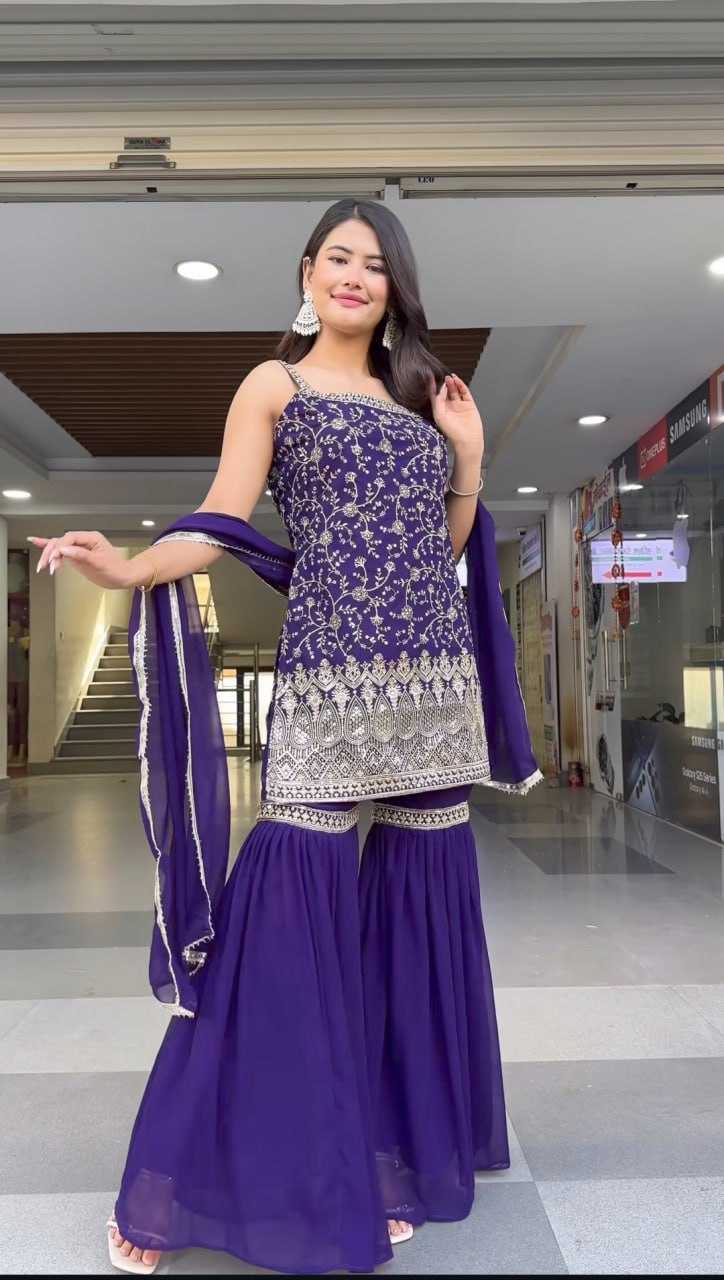 Ynf Faux Georgette KESH526 93 Suits & Dresses Wedding Collections Festive Collections Wholesale Sharara Salwar Suits Georgette Suit Embroidered Suits Manufacturer