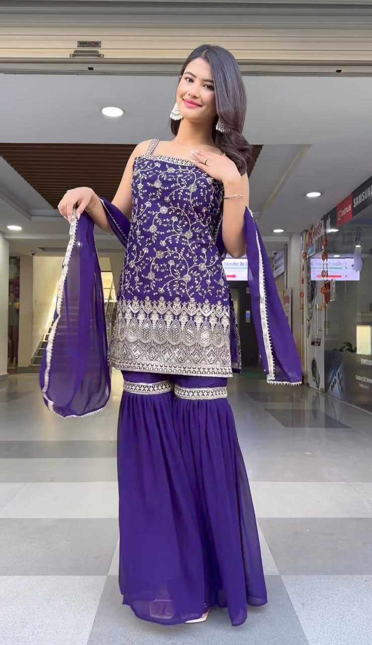 Ynf Faux Georgette KESH526 93 Suits & Dresses Wedding Collections Festive Collections Wholesale Sharara Salwar Suits Georgette Suit Embroidered Suits Manufacturer