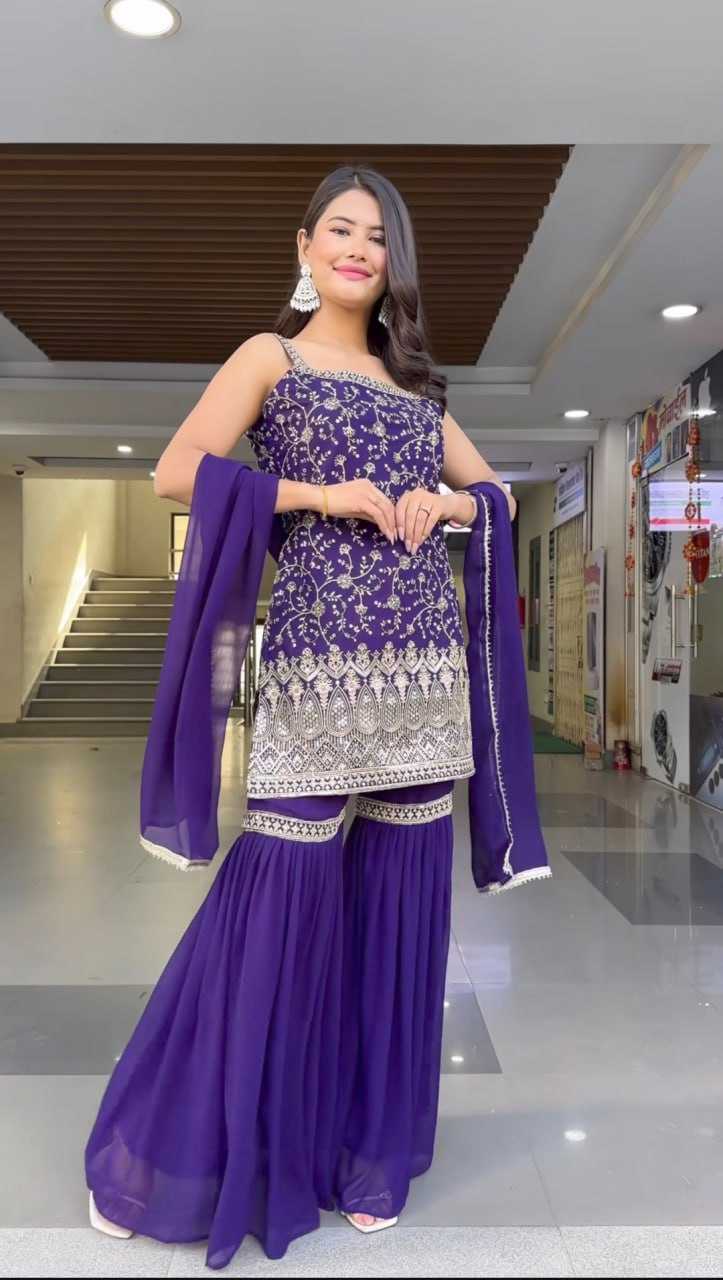 Ynf Faux Georgette KESH526 93 Suits & Dresses Wedding Collections Festive Collections Wholesale Sharara Salwar Suits Georgette Suit Embroidered Suits Manufacturer