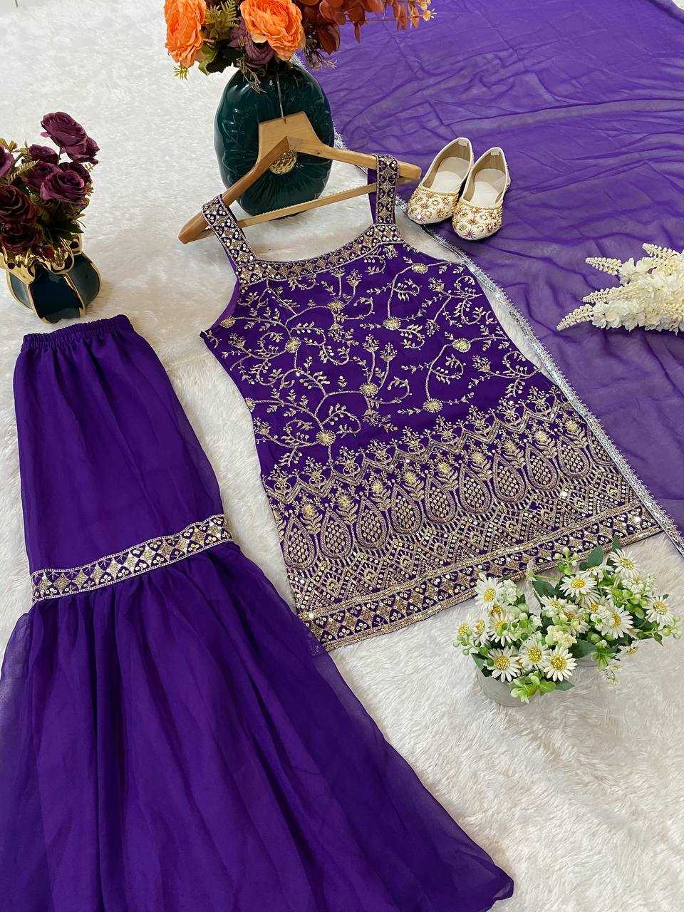 Ynf Faux Georgette KESH526 93 Suits & Dresses Wedding Collections Festive Collections Wholesale Sharara Salwar Suits Georgette Suit Embroidered Suits Manufacturer